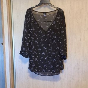 Torrid Blouse-Black with White Birds